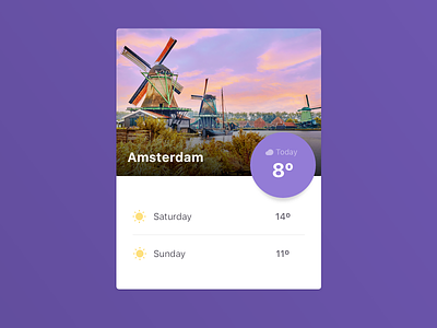 Weather Widget Concept amsterdam card circle cloud concept icons photo purple sun weather widget
