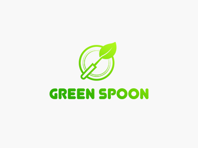 Green Spoon brand creative food green health healthy identity logo restaurant spoon