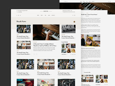 Boyds - The Piano Shop article blog clean design elegant interface layout layouts minimal piano retro ui ux web design