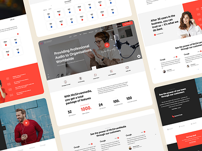 📢 McGirvanmedia Audio Solutions audio company features icons illlustration interface layout minimal music red ui ux web design