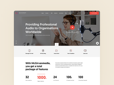 📢 McGirvanmedia Audio Solutions audio clean company design icons design icons set interface layout minimal music red services ui ux web design