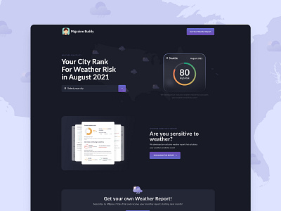 Landing page - Migraine & Headache Tracking App - Weather report