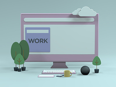 Workstation 3d animation animator character cinema 4d design designer designs desktop illustration illustrator lowpoly work workstation