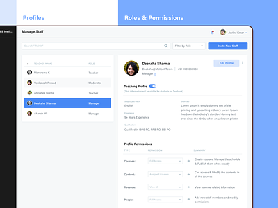 Profile Management with roles & permissions