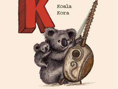Koalas playing koras animals children illustration koala music whimsical