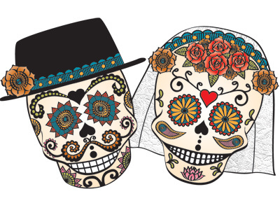 Illustration from Day of the Dead Wedding Invite illustration skulls vector wedding invitation