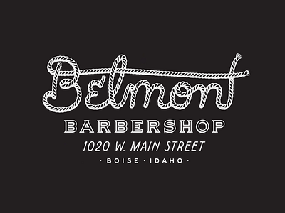 Belmont Barbershop T-Shirt Design boise graphic design hand drawn idaho rope script typography western