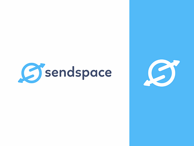 Sendspace blue and white design download logo pointer send simple space upload vector