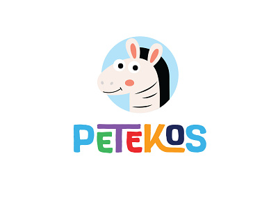 Petekos Baby Store baby blue brand branding circle colorful cute cute animal green illustration kids logo store zebra