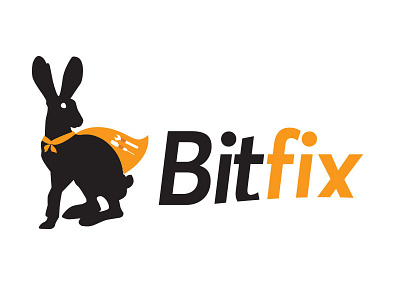 Bitfix bit brand computer cover fix hare hero logo maintenance rabbit repair support