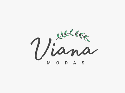 Viana Modas boutique branch brand cursive fashion green logo modas style viana