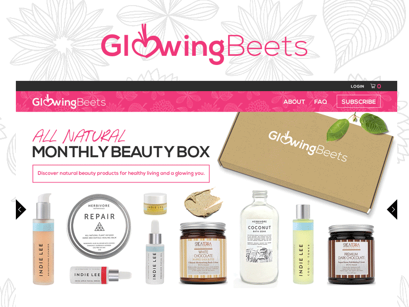 All Natural Beauty Box beauty products cratejoy logo natural pink subscription subscription box web design web page