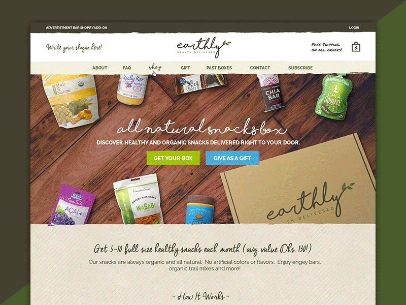 All Natural Snacks Box all natural foodie handmade natural organic shopify subscription subscription box web design web page