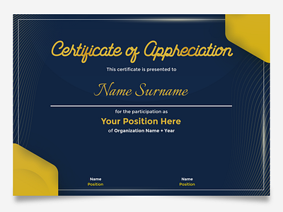 Blue and gold certificate template blue certificate elegant gold