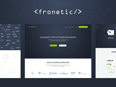 Concept for "Fronetic" web developer agency design developer flat icons material page portfolio sketch studio web