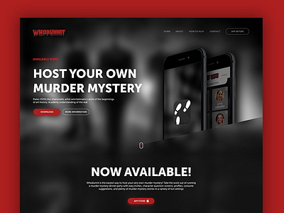 Landing page for Whodunnit app