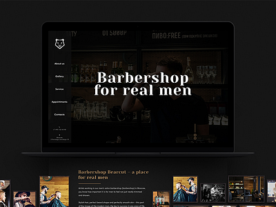 Barbershop one-page design barber barbershop brown dark motion page psd uiux web design