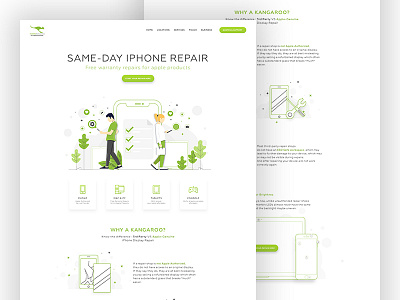 landing page for phone repair service