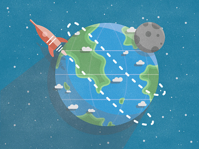 Rocket Earth earth illustration moon orbit rocket ship space