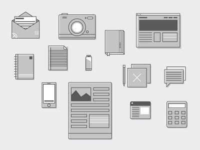 Icon Illustrations camera clean icon illustration lines mail minimal mobile paper web