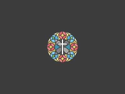 Church logo mark 1 badge brand church circle cross design glass identity logo stained glass star