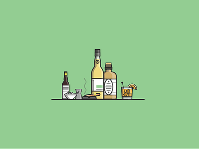 Old Fashioned cigar classic drink icon illustration old fashioned thanksgiving whiskey