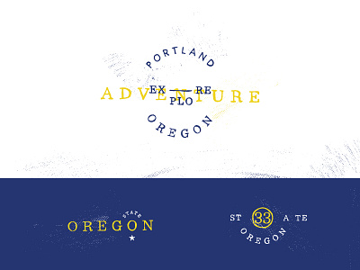 Hand drawn badge exploration badge blue hand drawn layout oregon pdx portland state texture type typography