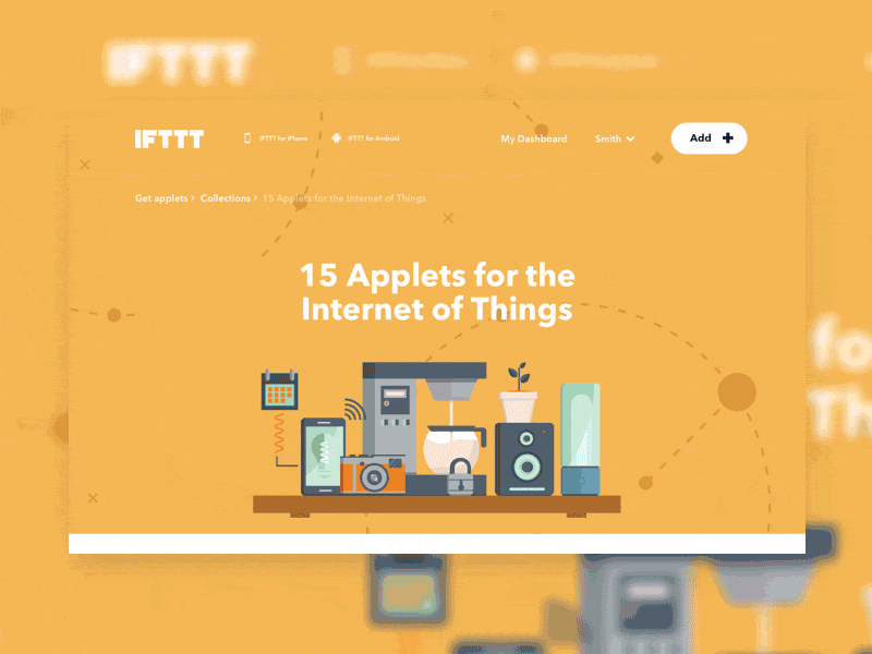 IFTTT Collections applets health healthy hero ifttt illustration internet of things shopping