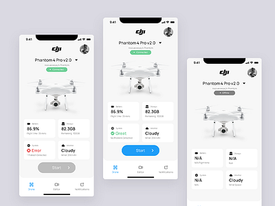 DJI Drone App Concept app app design design dji dribbble drone interface ui uplabs user work