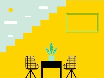 Come! architecture chair design illustration indoor infographic plant space