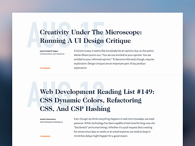 Blog Experiment blog grid interface serif typography ui ux