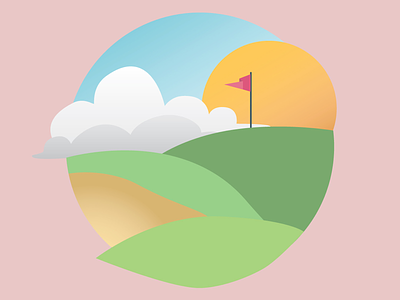 Teeing Off circle clouds design flag golf golfing graphic green greens illustration illustrator sand sandtrap spot illustration sun teeing