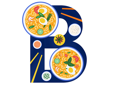 Letter B- For #36daysoftype 36 days of type 36daysoftype artwork food illustration illustration lettering procreate thai food they draw and cook type art typography