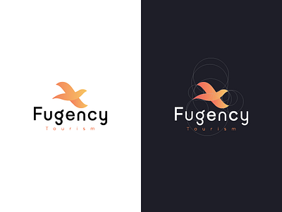 Fugeny Logo bird branding design fly grid guide logo logodesign orange simple tourism
