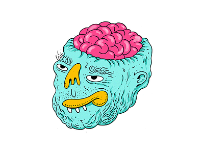 Mr. Brain brain illustration sticker