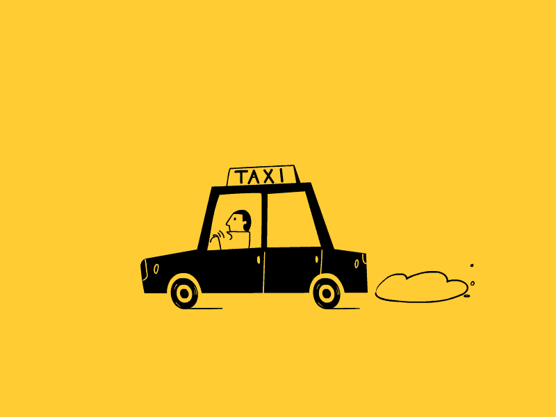Taxi animation car cartoon design digital drawing driving frame by frame taxi