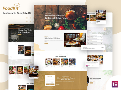 FoodKit - Restaurant Template Kit asian food bakery bar burger cake catering cocktail cupcakes elementor elementor templates food ice cream restaurant seafood template ui ux