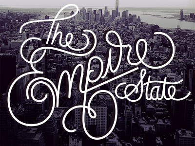 The Empire State black and white hand drawn hand lettering new york script typography
