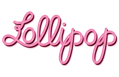 Lollipop candy hand lettering pattern script typography