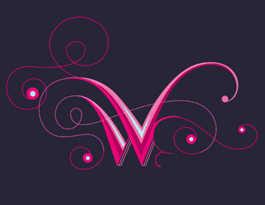W color lettering swashes swirls typography