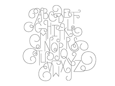 Swirl Alphabet alphabet black and white hand lettering script swashes swirls typography