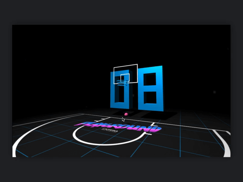 Playground - Sci-fi scenario 3d animation basketball black blue game physics play simulation webgl
