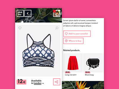 Clothing Retailer Product Page clothing collection color design mobile pattern products ui ux