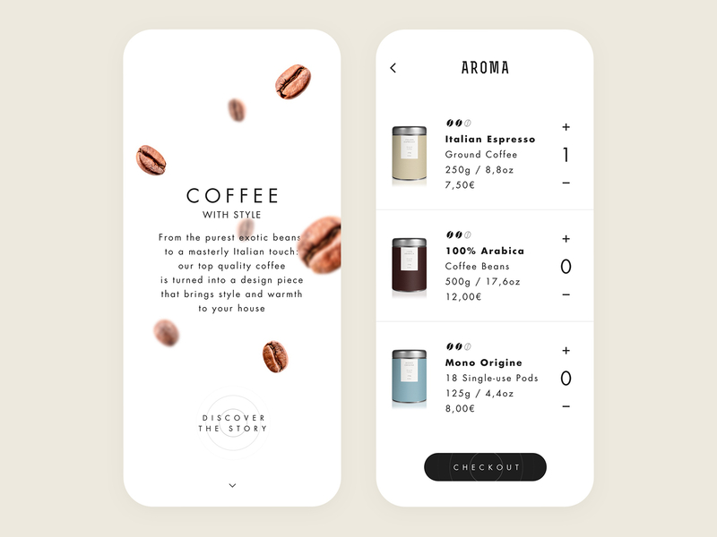 Coffee Purchase Experience #1 cart checkout coffee ecommerce minimal mobile product ui ux