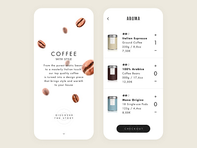 Coffee Purchase Experience #1 cart checkout coffee ecommerce minimal mobile product ui ux