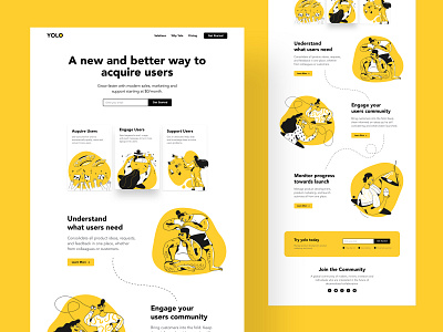 YOLO - Landing Page 2019 trends business characters creative design illustration landing page marketing minimal product trendy typography ui ux web web design website