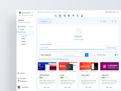 Joomla 4 - Extensions Installer admin admin template cms dashboard design interface joomla product product design typography ui user experience ux web