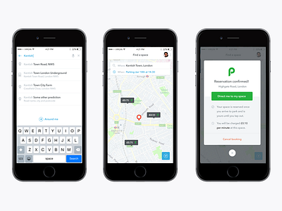JustPark app green interface design ios iphone justpark map mobile mobile app modal search ui ux