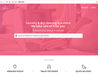 DRYV landing site design dry cleaning dryv freelance designer landing page design mobile app san francisco startup website