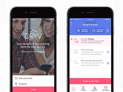 DRYV App design dryv freelance interface ios mobile app design ui ux whitespace